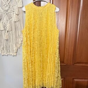 Cato Yellow Lace Midi Dress